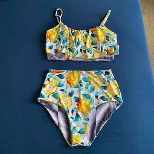 Lemon Print Falbala Biniki